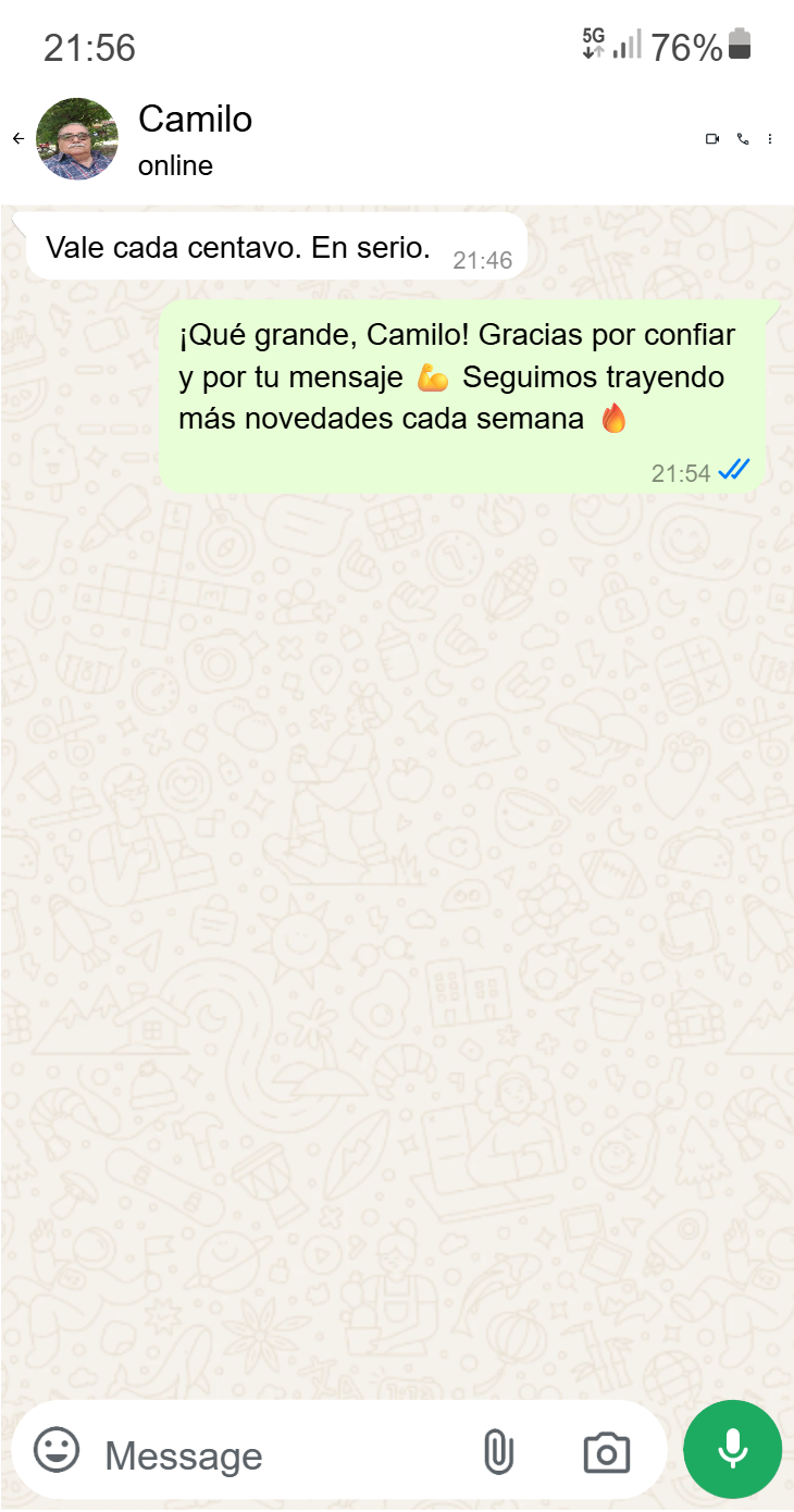 Another screenshot of positive feedback.